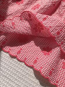 Comfortcana 紅色格紋花卉刺繡休閒女款襯衫 - 紅色 - 查看 6