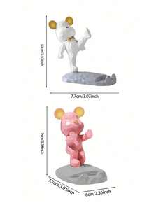 1pc Cartoon Bear Shaped Phone Stand Compatible For Mobile Phones And Tablets Suitable For Desktops Bedside Tables Living Rooms Study Rooms Bedrooms Gifts Back To School - A - View 2