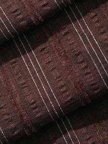 DAZY Women's V-Neck Brown Stripe Waist-Cinching Blouse And Loose Straight-Leg Pants Business Casual 2 Pieces Set Autumn Office Brunch - Burgundy - View 6
