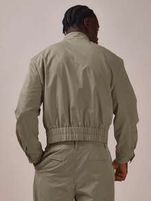 Musero Tailored Funnel Neck Jacket Large Front Pocket Detail Tapered Waist Spring Summer Eseentials Co Ord Jacket Only - Khaki - View 4
