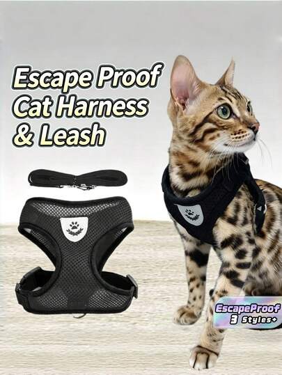 Pet Cat Dog Mesh Protective Harness Leash For Puppies And Kittens, Suitable For Poodles