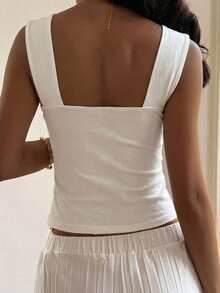 DAZY Women's Solid Color Slim Fit Versatile Casual Top - White - View 2