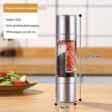 雙頭研磨器 手動香料研磨機，適用於胡椒、海鹽與調味料 - 雙頭研磨器 - 查看 2