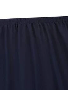 Modelyn Plus Size Women 2 Pieces Ice Silk Crinkled Fabric Set, Top And Skirt, Suitable For Spring/Summer Daily Wear And Gatherings - Navy Blue - View 3
