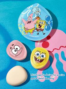 SpongeBob SquarePants | SHEIN 卡通海洋角色非乳膠化妝海綿套組，水滴形與指尖粉撲，乾/濕雙用，適合日常妝容的底妝與遮瑕塗抹 - 彩色 - 查看 2