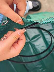 Reusable Garden Waste Bags With Handles, Made Of Durable PP Material, Great For Yard Trimmings, Leaves And Plants. Green With Red Stitching, Perfect For Garden Maintenance And Landscaping. - A - View 7