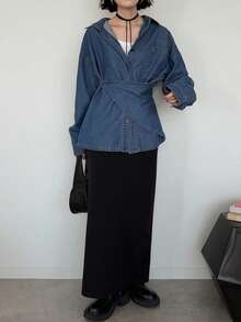 FRIFUL Women's Casual Denim Jacket, Summer Day Time Holiday Navy Blue - Blue - View 5