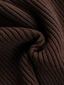 GlowEve Sweater Wanita Kasual Serbaguna Warna Polos Cokelat Tua untuk Kantor, Musim Gugur - Coffee Brown - View 6