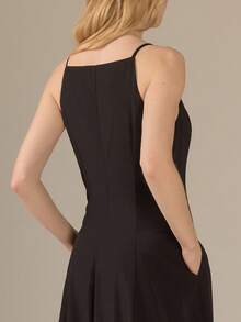 KÆRIA Hus Apron Neck Panelled Maxi Dress - Soft Lustre Weave With Mulberry Silk Blend - Black - Party Formal Modest Elegance Dinner Day Wedding Summer Classy - Black - View 4