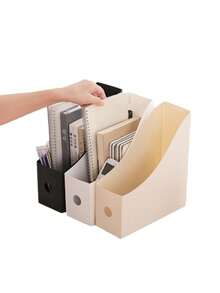 3 Pcs Desktop File Organizer, Plastic Document Rack, Desk Bookshelf Storage Box, Office & Student Paper File Holder, School Season Supplies - Multicolor - View 3