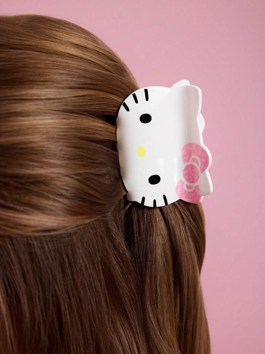 HELLO KITTY AND FRIENDS | SHEIN 中號髮夾/抓夾，適合粗硬長髮 - 紅白色 - 查看 1