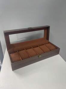 1 pieza Caja de almacenamiento de relojes de cuero, caja de relojes con tapa a prueba de polvo, caja de colección de relojes de alta gama para el hogar, regreso a la escuela - Multicolor - Ver 9