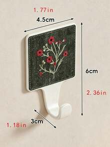 Cirelle 1pc Magnetic Hook For Refrigerator & Door, Decorative Vintage Art Print Square Magnetic Wall Hooks, Magnet Key Holder & Towel Hanger For Fridge, Locker & Entryway Decor - Multicolor - View 7