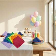 120 Rainbow Fan-Shaped Cocktail Napkins, Double-Layer Colored Disposable Dessert Napkins, Foldable 5x5 Inch Bright Beverage Napkins, Suitable For Bridal Showers, Baby Parties, Dinners, Weddings, Birthday Party Table Decorations - Multicolor - View 2