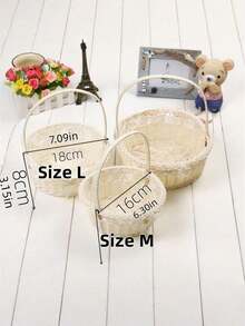 1PC Small Round Handwoven Natural Rattan Wicker Flower Basket Boho Rustic Wedding Petal Tossing Floral Gift Packaging Storage Basket Home Party Decor Spring Summer Valentine Mothers Day Birthday Gift Must Haves - White - View 9