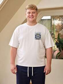 Whitmere Plus Size Men's Vacation Style Italian Southern Italy Print Short Sleeve T-Shirt | Suitable For Summer Wear - White - View 4