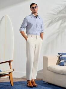 Men's Casual Minimalist Business Commute Slant Pocket Suit Pants - Beige - View 7