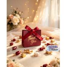 Tas Kado Kecil, Ukuran 4,5*1,8*3,9 Inci, Kantong Kado Ucapan Terima Kasih yang Ringkas, Tas Kado Mini dengan Pita, Tas Kado Ucapan Terima Kasih Kertas Kraft Merah Mini dengan Pita - Beraneka warna - View 1