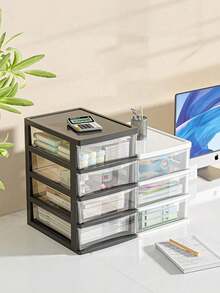 1-Piece Small Transparent Desktop Storage Box, Dustproof, Waterproof, And Anti Drop, High-End And Atmospheric, Easy To Store Without Taking Up Space, Suitable For Office Storage, Outdoor Tool Storage, Stationery Storage - Multicolor - View 5