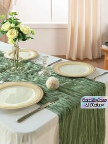1/2PCS Bohemian Polyester Pleated Solid Fabric Table Runner For Holiday Home Room Wedding Decoration - Multicolor - View 1