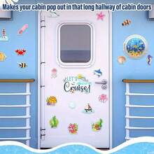 27-Piece Cruise Ship Magnet Set, Includes Adorable Sea Creatures & Plant Patterns, Perfect For Refrigerator, Cruise Ship Door, Car, Party Decorations, Fish, Crab, Shark, Boat Design - 27psc - View 7