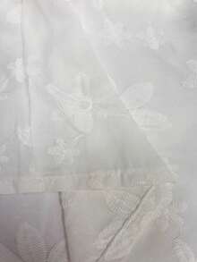 INAWLY Plus Size Solid Color V-Neck Mid-Sleeve Shirt With 3D Floral Decor, Summer Fall - White - View 3