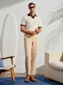 VeloEdit Men Solid Color Simple Style Daily Dress Pants For CeremonyFall Winter Formal - Apricot - View 2