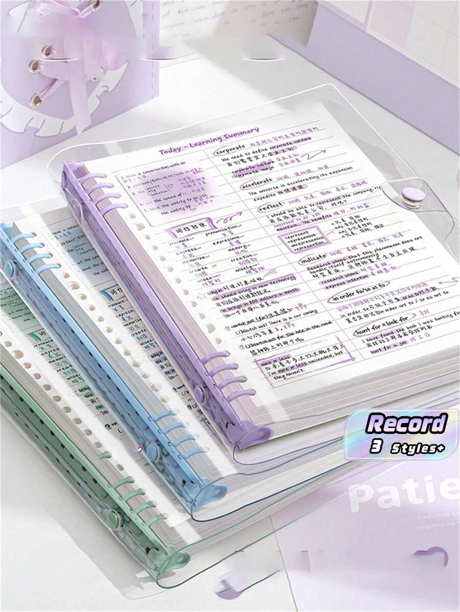 60-Pages A5 Clear Soft Leather Bulk Notebook, WithPerforated Pages, Detachable Screw, WaterproofDesign - Perfect For Daily Office Supplies AndMinimalist Style, | Minimalist Notebook | WaterproofNotebook,Back To School Supplies - multicolor - View 1