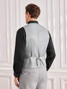 Officeau Men's 3pcs Light Grey Luxury Suits, Blazer & Waistcoat & Pants, For Formal Business/ Office - Light Grey - View 7
