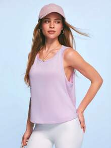 SHEIN Sovereign Charm 女款純色扭結抓皺休閒百搭日常旅行運動T恤 - 粉色 - 查看 6