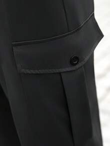 Manfinity CasualCool 男士深灰色工裝慢跑褲，彈性收口褲腳，工裝口袋，休閒日常穿著 - 深灰色 - 查看 4