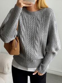 DAZY Women's Round Neck Batwing Sleeve Pullover Casual Sweater - Grey - View 6