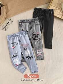 Cozy Pixies 女嬰可愛街頭風百搭印花圖案鬆緊腰長褲 - 彩色 - 查看 8