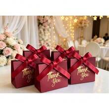 Tas Kado Kecil, Ukuran 4,5*1,8*3,9 Inci, Kantong Kado Ucapan Terima Kasih yang Ringkas, Tas Kado Mini dengan Pita, Tas Kado Ucapan Terima Kasih Kertas Kraft Merah Mini dengan Pita - Beraneka warna - View 5