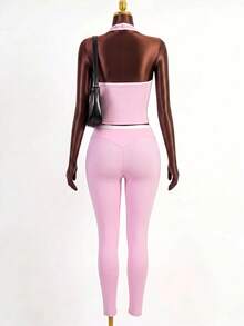 Zolique Women's Yoga Sports Set, Tummy Control & Butt Lift - Pink - View 2