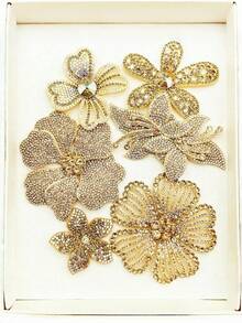 6pcs/Set Champagne Color Crystal Flower DIY Handmade Sewing Rhinestone Decorations For …Clothing, Shoes, Bags, Accessories - Champagne-colored Rhinestone Flowers - View 5