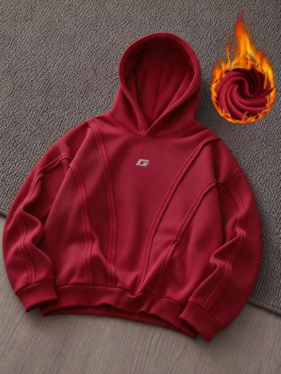 HIMLAND Burgundy Men's Casual Hoodie - Burgundy - View 1