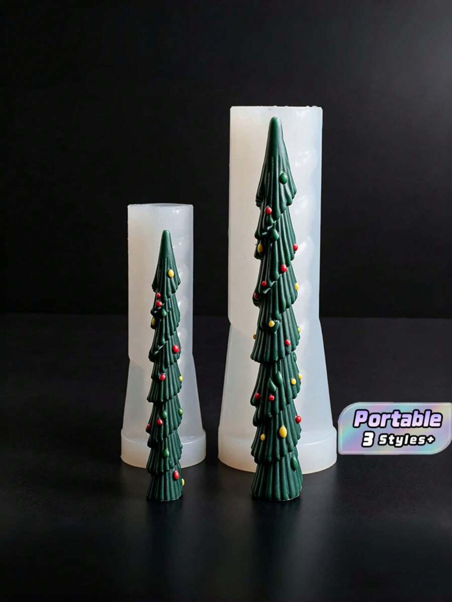 Long Rectangular Christmas Tree Silicone Candle Molds, 2 Sizes DIY Handmade Scented Candle Making Molds, Christmas Halloween Home Desktop Decorations. - Long Christmas Tree - View 1