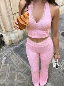 SHEIN Set Olahraga Wanita Terbaru Musim Semi/Panas 2026 dengan Motif Polkadot - MultiWarna - View 1