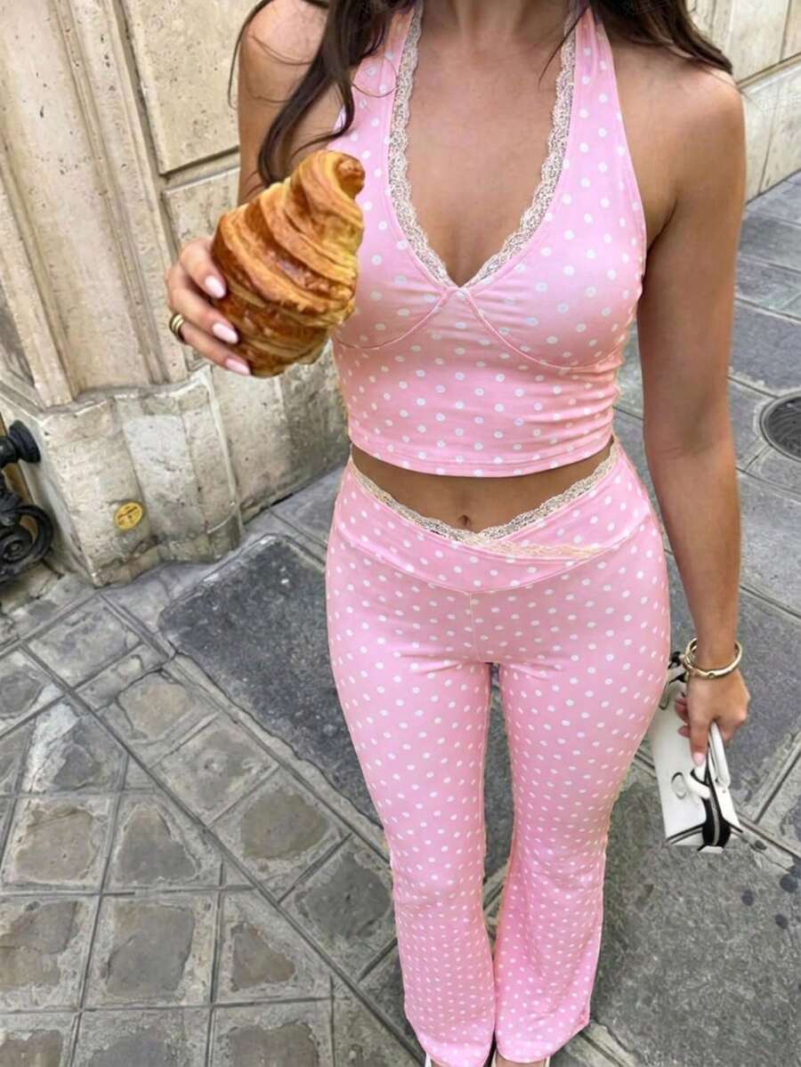 SHEIN Set Olahraga Wanita Terbaru Musim Semi/Panas 2026 dengan Motif Polkadot - MultiWarna - View 1