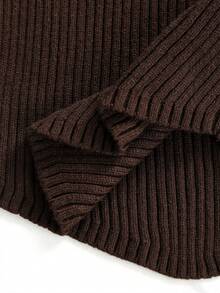 GlowEve Sweater Wanita Kasual Serbaguna Warna Polos Cokelat Tua untuk Kantor, Musim Gugur - Coffee Brown - View 5