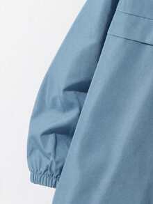 SHEIN 青少年男孩半拉鍊連帽外套與慢跑長褲 2 件套，休閒運動風，適合秋冬穿著 - 藍色 - 查看 4