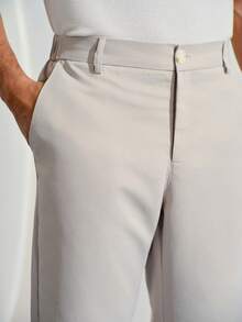 VeloEdit Men's Solid Color Tapered Suit Formal Pants, CeremonyFall Winter Business Commute‌ Old Money - Beige - View 7