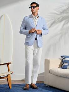 VeloEdit Men Solid Suit Pants Formal, CeremonyFall Winter Business Commute‌ Old Money - White - View 8