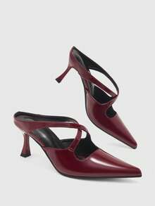 CUCCOO BIZCHIC 女款尖頭高跟鞋 酒紅色條紋設計 簡約優雅 日常百搭 通勤上班適用 - 酒紅色 - 查看 5