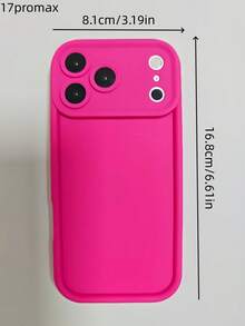 1PC Simple Solid Color Phone Case Compatible With Iphone 17 ProMax 17 Pro Full Coverage Scratch Resistant Slim Fit Soft - Rose Red - View 4