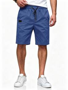 Manfinity Homme Men Drawstring Waist Slant Pocket Shorts - Lake Blue - View 7