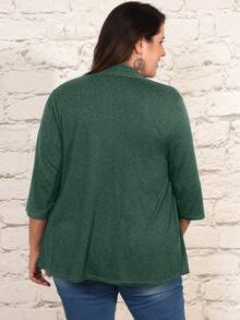 EMERY ROSE Áo cardigan nữ size lớn màu trơn, phong cách thường ngày, đa năng, mặc hàng ngày cho mùa thu - Màu xanh lá cây đậm - Xem 2