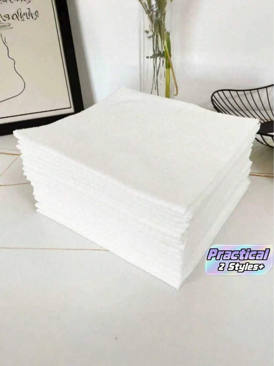 50/100pcs Disposable Face Towels, Soft & Absorbent Bathroom Essentials, Mini Beauty Salon Towels (White) - Multicolor - View 1