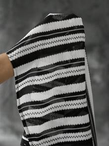 SLATEMANN Men's Mature Casual Mesh Patchwork Shirt - Black and White - View 7
